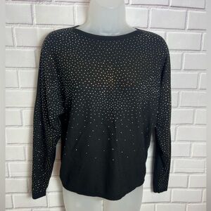 LIV MILANO Black Studded Women's raglan sleeve sweater /size S